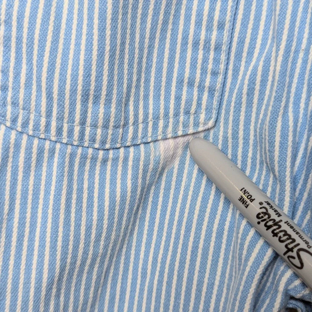 Vintage Osh Kosh‎ Overalls 80s Light Blue White Stripe Easter Flaws 12 Months
